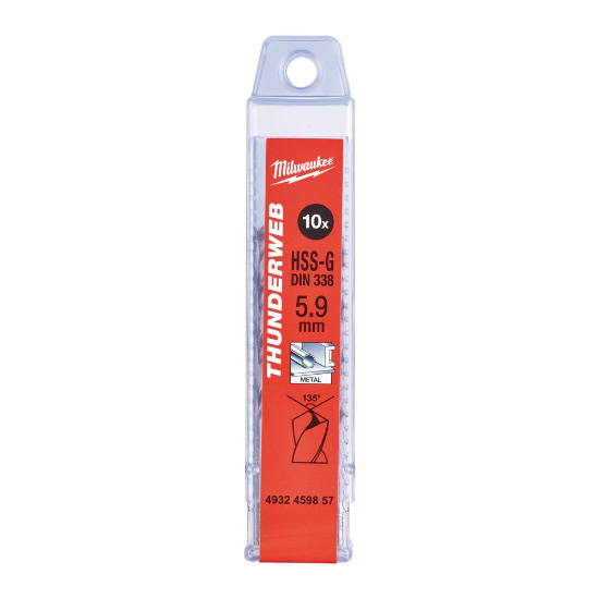 Afbeeldingen van MILWAUKEE Metaalboor HSS-G THUNDERWEB DIN338 5,9X93MM 10x