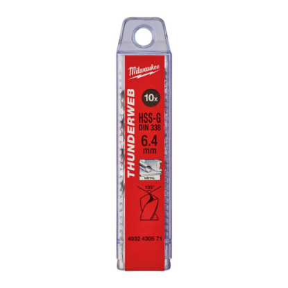Afbeeldingen van MILWAUKEE Metaalboor HSS-G THUNDERWEB DIN338 6,4X101MM 10x