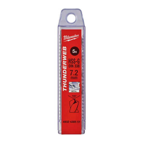Afbeeldingen van MILWAUKEE Metaalboor HSS-G THUNDERWEB DIN338 7,2X109MM 5x