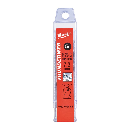 Afbeeldingen van MILWAUKEE Metaalboor HSS-G THUNDERWEB DIN338 7,3X109MM 5x