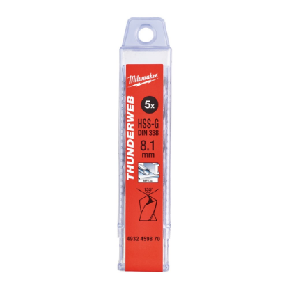 Afbeeldingen van MILWAUKEE Metaalboor HSS-G THUNDERWEB DIN338 8,1X117MM 5x