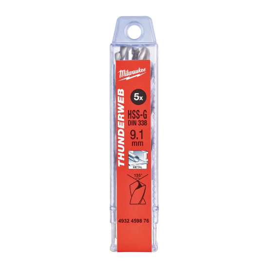 Afbeeldingen van MILWAUKEE Metaalboor HSS-G THUNDERWEB DIN338 9,1X125MM 5x
