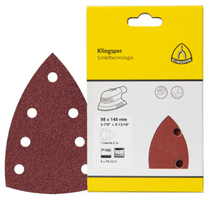 Afbeeldingen van Schuurpapiervel PS22K met klittenband 98X148MM K40 stansvorm GLS24 in DIY verpakking