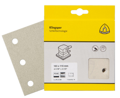 Afbeeldingen van Schuurpapiervel PS33BK met klittenband 103X115MM K240 stansvorm GL19 in DIY verpakking