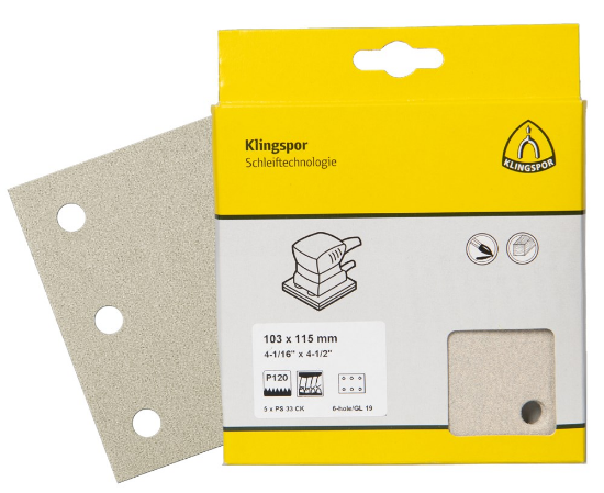 Afbeeldingen van Schuurpapiervel PS33CK met klittenband 103X115MM K60 stansvorm GL19 in DIY verpakking