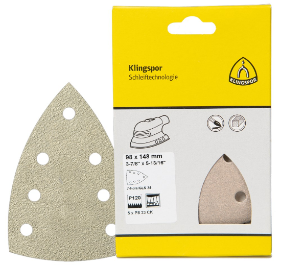 Afbeeldingen van Schuurpapiervel PS33CK met klittenband 98X148MM K80 stansvorm GLS24 in DIY verpakking