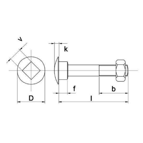 Afbeeldingen van Slotbout zonder moer DIN603 4.8 EV M8X20MM