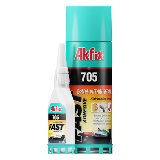 Afbeeldingen van AKFIX Universele snellijmset 705 bestaande uit snellijm 100ML + activator 25g