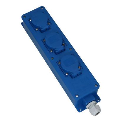 Afbeeldingen van Verdeeldoos 3V spatwaterdicht blauw 16VD