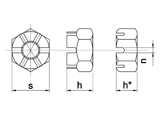 Afbeeldingen van Kroonmoer hoog model DIN935 6 EV M39
