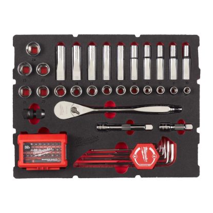 Afbeeldingen van MILWAUKEE Ratel-/dop- en inbussleutelset ½" PACKOUT in foam inlay 65x