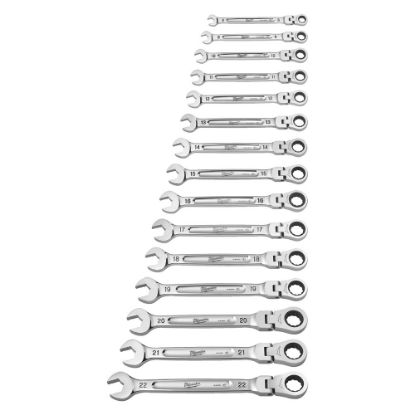 Afbeeldingen van MILWAUKEE Ringratelsteeksleutelset flexibel MAXBITE 8-22MM 15x