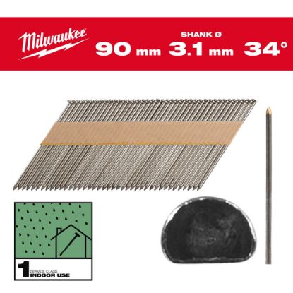 Afbeeldingen van MILWAUKEE Draadnagels D-kop 34° 90MM SC1 2200x