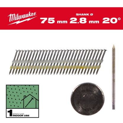 Afbeeldingen van MILWAUKEE Draadnagels gegalvaniseerd ronde kop 20° 75MM SC1 2000x