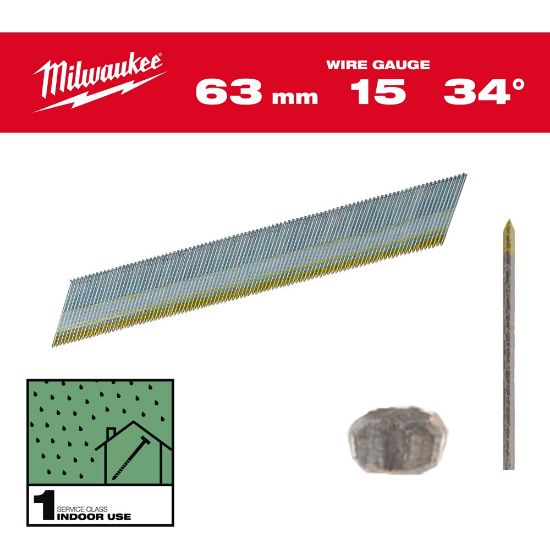 Afbeeldingen van MILWAUKEE Afwerknagel gegalvaniseerd 15G 34° 63MM SC1 2200x