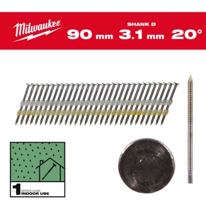 Afbeeldingen van MILWAUKEE Draadnagels gegalvaniseerd ronde kop 20° 90MM SC1 1750x