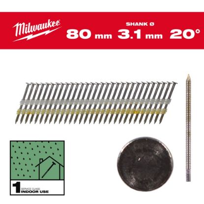 Afbeeldingen van MILWAUKEE Draadnagels gegalvaniseerd ronde kop 20° 80MM SC1 1750x