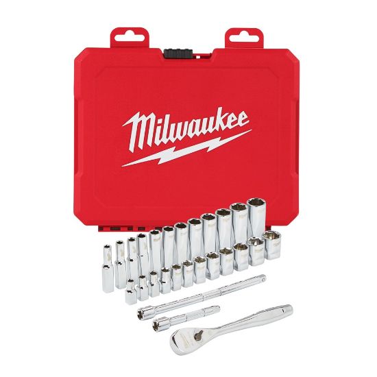 Afbeeldingen van MILWAUKEE Doppen- en ratelset ¼" FOUR FLAT 28x