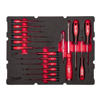Afbeeldingen van MILWAUKEE Precisie schroevendraaierset in foam inlay t.b.v. PACKOUT gereedschapskoffer 17x
