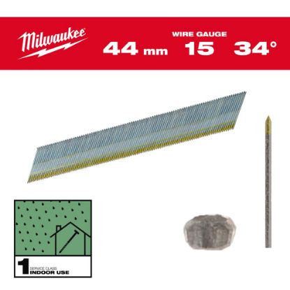Afbeeldingen van MILWAUKEE Afwerknagel gegalvaniseerd 15G 34° 44MM SC1 2500x