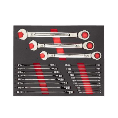 Afbeeldingen van MILWAUKEE Ringratelsteeksleutelset MAXBITE 6-32MM in foam inlay 22x
