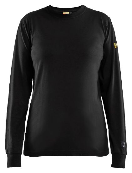 Afbeeldingen van BLÅKLÄDER T-shirt vlamvertragend dames met lange mouwen 3467 zwart L