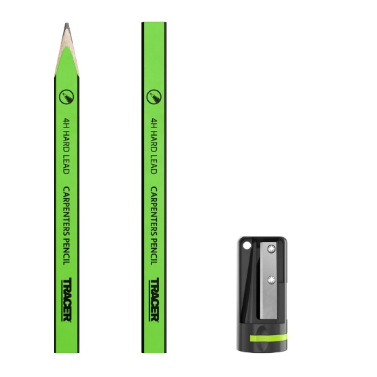 Afbeeldingen van TRACER Timmermanspotloodset 4H met slijper 10x