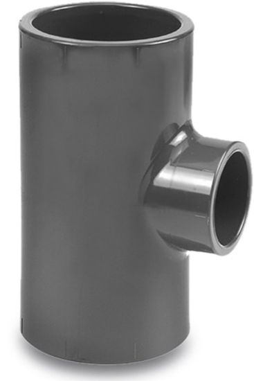 Afbeeldingen van VDL Verloop T-stuk 90° PVC-U grijs 75X40X75MM lijmmof 16bar