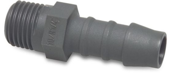 Afbeeldingen van Slangtule nylon grijs ¼"X6MM buitendraad/slangtule 16bar