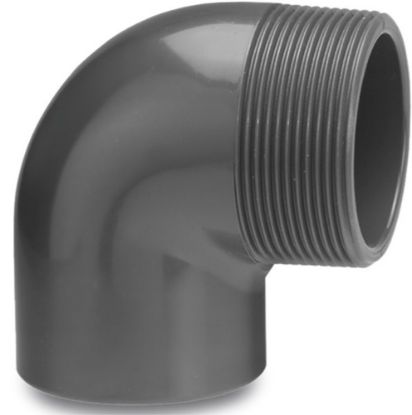 Afbeeldingen van VDL Knie 90° PVC-U grijs 20MMX¾" lijmmof/buitendraad 16bar