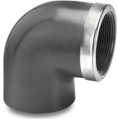 Afbeeldingen van VDL Knie 90° versterkt PVC-U grijs 75MMX2.½" lijmmof/binnendraad 10bar