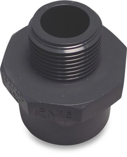 Afbeeldingen van VDL Puntstuk PVC-U achtkant grijs 63/75MMX2.½" lijmmof/spie/buitendraad 16bar