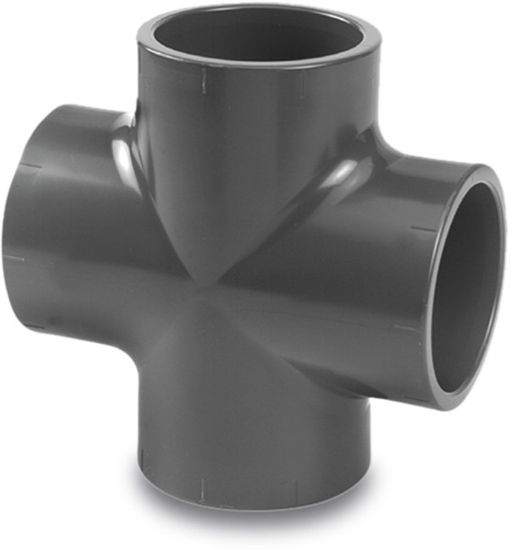 Afbeeldingen van VDL Kruisstuk PVC-U grijs 50MM lijmmof 16bar