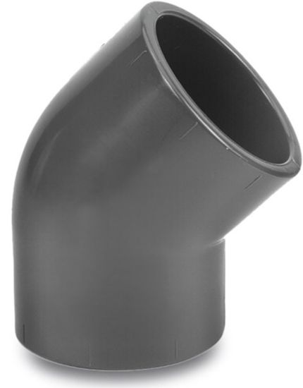 Afbeeldingen van VDL Knie 45° PVC-U grijs 125MM lijmmof 16bar