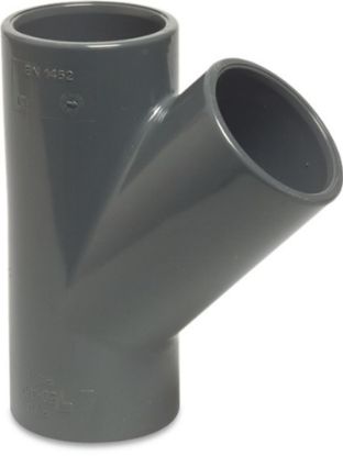 Afbeeldingen van PROFEC T-stuk 45° PVC-U grijs 50MM lijmmof 16bar