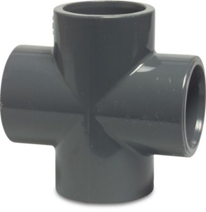 Afbeeldingen van PROFEC Kruisstuk PVC-U grijs 90MM lijmmof 10bar