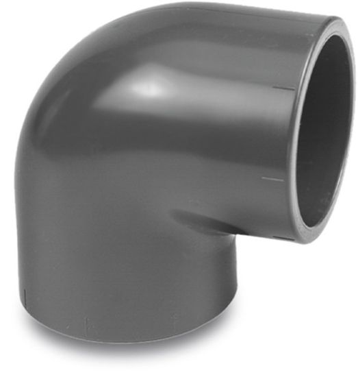 Afbeeldingen van VDL Knie 90° PVC-U grijs 12MM lijmmof 16bar KIWA