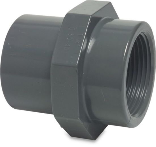 Afbeeldingen van PROFEC Draadsok PVC-U grijs 40/50MMX1.¼" lijmmof/spie/binnendraad 10bar