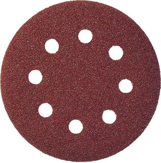Afbeeldingen van FORUM Schuurschijf met klittenband t.b.v. houtbewerking korund 8-gats 125MM K100