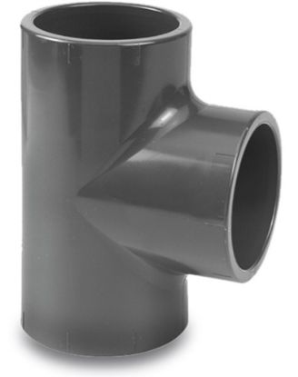 Afbeeldingen van VDL T-stuk 90° PVC-U grijs 75MM lijmmof 16bar KIWA