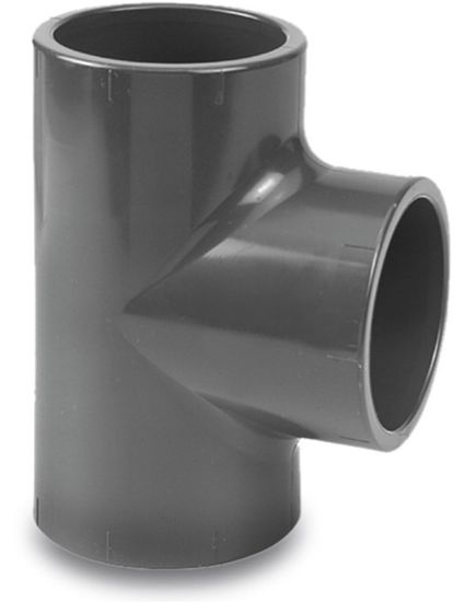 Afbeeldingen van VDL T-stuk 90° PVC-U grijs 63MM lijmmof 16bar KIWA