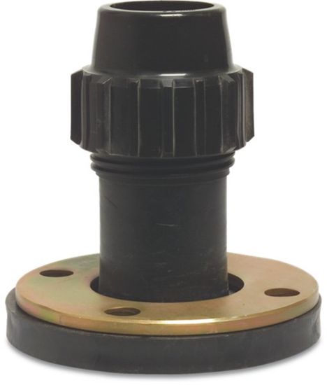 Afbeeldingen van JASON Aansluitstuk PP zwart/blauw DN65X2.½"X75MM DIN flens/knel 10bar DVGW/KIWA/WRAS/SVGW