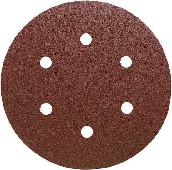 Afbeeldingen van FORUM Schuurschijf met klittenband t.b.v. houtbewerking korund 6-gats 150MM K100