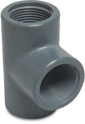 Afbeeldingen van T-stuk 90° PP grijs 1.¼" binnendraad 10bar