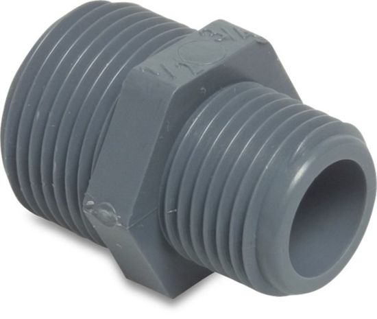 Afbeeldingen van Verloopnippel PP grijs 2"X1.½" buitendraad 10bar