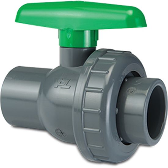 Afbeeldingen van VDL Kogelkraan PVC-U type EIL viton grijs 32MM lijmmof DN25 16bar