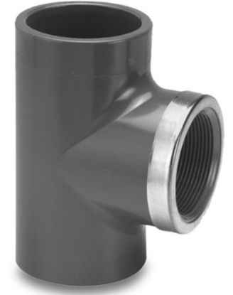 Afbeeldingen van VDL T-stuk 90° versterkt PVC-U grijs 20X½"X20MM lijmmof/binnendraad/lijmmof 16bar