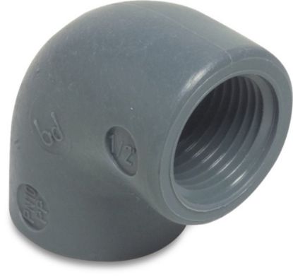 Afbeeldingen van Knie 90° PP grijs 1" binnendraad 10bar