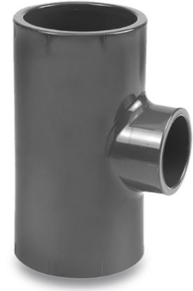 Afbeeldingen van VDL T-stuk 90° PVC-U grijs 63X50/63X63MM lijmmof/lijmmof/spie/lijmmof 16bar