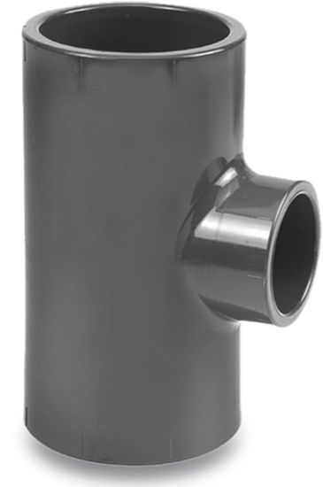 Afbeeldingen van VDL T-stuk 90° PVC-U grijs 50X40/50X50MM lijmmof/lijmmof/spie/lijmmof 10bar